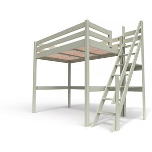 ABC MEUBLES Letto a soppalco legno con scala di mugnaio Sylvia - 120x200 - Moca