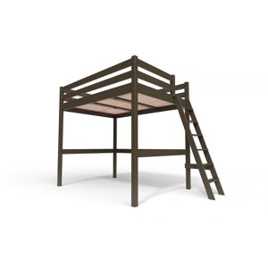 ABC MEUBLES Letto a soppalco legno con scala Sylvia - 140x200 - Wengé