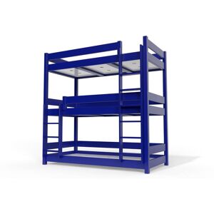 ABC MEUBLES Letto a castello 3 posti 90x190 legno - 90x190 - Blu scuro