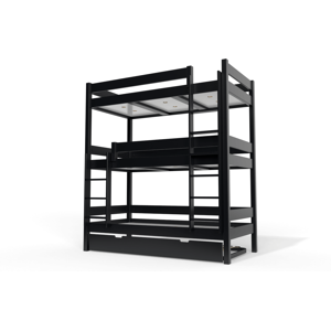 ABC MEUBLES Letto a castello 4 posti 90x190 legno - 90x190 - Nero