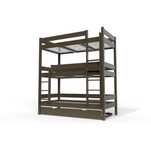 ABC MEUBLES Letto a castello 4 posti 90x190 legno - 90x190 - Wengé