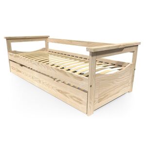 ABC MEUBLES Letto estraibile Topaze pino massiccio - 90x190 - Legno Grezzo