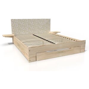 ABC MEUBLES Letto in legno Happy 2 posti con cassetto + comodini - 140x190 - Arredamento geometrico