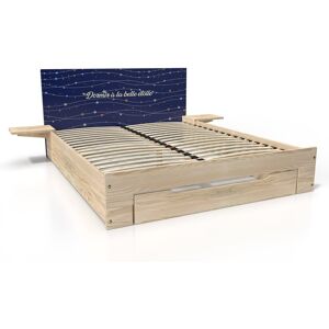 ABC MEUBLES Letto in legno Happy 2 posti con cassetto + comodini - 140x200 - Arredamento a stella