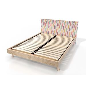 ABC MEUBLES Letto scandinavo Viking 2 posti legno - 160x200 - Decorazione di piume