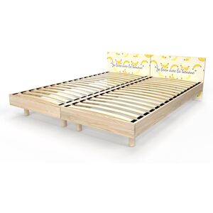 ABC MEUBLES Letti gemelli in legno massiccio con testiere Twin - 90x200 - Decorazione di banane