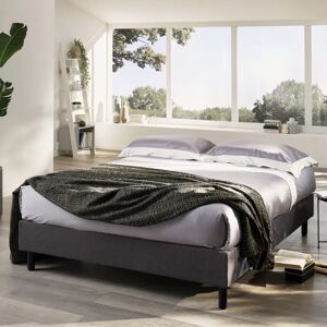 Duzzle Base letto sommier in tessuto / Grigio scuro / 160x195