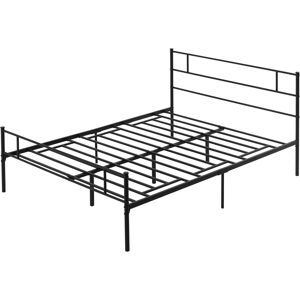 Homcom Struttura Letto Matrimoniale 165x211x100cm in Acciaio, Doghe Integrate, Testiera e Pediera Stile Industriale, Nero