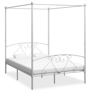 vidaXL Letto a Baldacchino Bianco in Metallo 160x200 cm