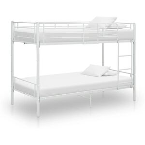 vidaXL Letto a Castello Bianco in Metallo 90x200 cm