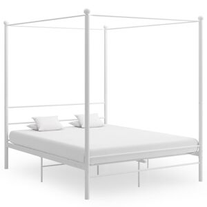 vidaXL Letto a Baldacchino Bianco in Metallo 160x200 cm