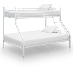 vidaXL Letto a Castello Bianco in Metallo 140x200 cm/90x200 cm