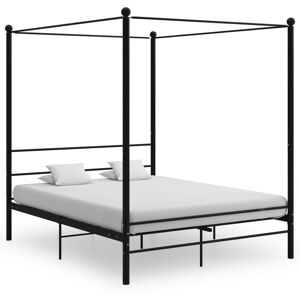 vidaXL Letto a Baldacchino Nero in Metallo 160x200 cm