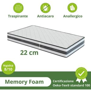 garneroarredamenti Materasso singolo 90x190cm memory antiacaro H. 22cm Memory Deluxe