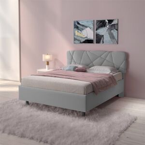 garneroarredamenti Letto matrimoniale 160x200 contenitore tessuto grigio LuxeSleep