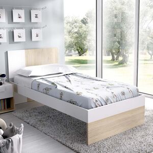 garneroarredamenti Letto singolo 90x190cm moderno rovere bianco Cairo