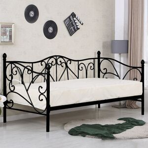 garneroarredamenti Letto singolo 90x200cm moderno con testiera nero Azahara