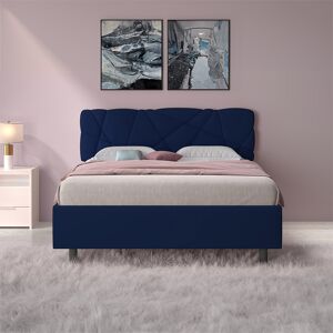 garneroarredamenti Letto matrimoniale 160x200 contenitore tessuto blu LuxeSleep