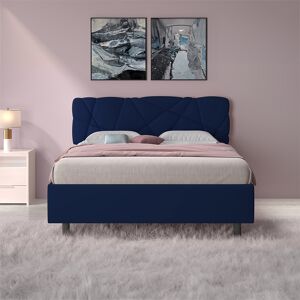 garneroarredamenti Letto una piazza e mezza 120x200 contenitore tessuto blu LuxeSleep