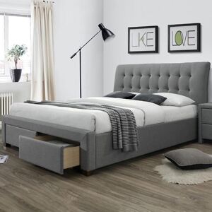 garneroarredamenti Letto matrimoniale in tessuto con cassettoni 160x200cm grigio Anita Gihome®