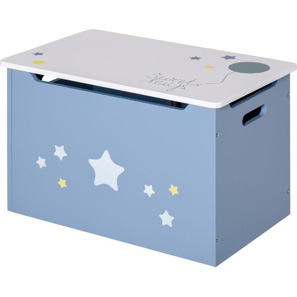 dechome 311519 cassapanca baule portagiochi in legno blu e bianco per cameretta bambini - 311519