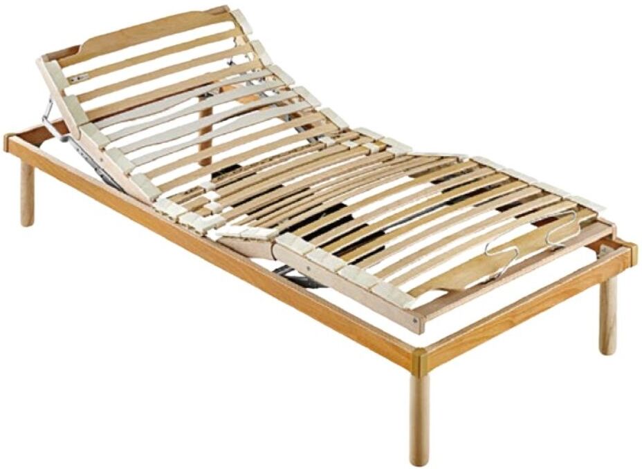 Toscohome Rete singola elettrica 80x190 cm in legno con alzatesta e piedi regolabili - Master