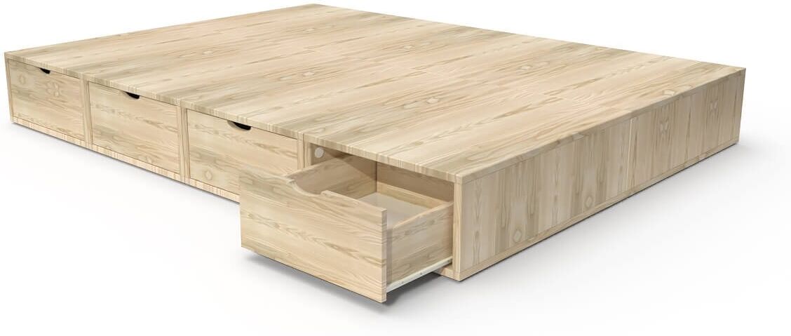 ABC MEUBLES Letto matrimoniale con cassetto Cube - 140x200 - Legno Grezzo