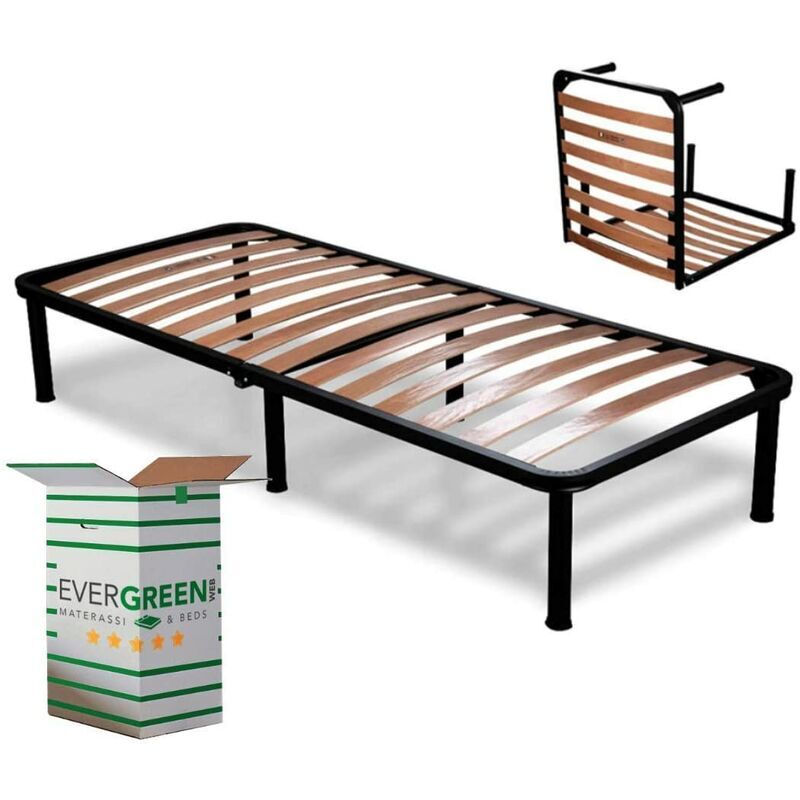 EVERGREENWEB MATERASSI & BEDS Evergreenweb Materassi&beds - evergreenweb Rete Singola a Doghe in Legno 90x200 cm Ortopedica pieghevole, Rinforzata con 4 Piedi Smontabili Incluse,