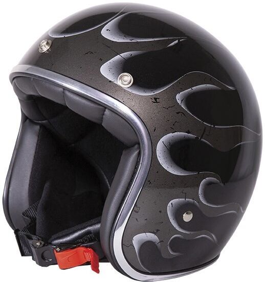 Stormer Casco moto jet custom stormer pearl flame nero