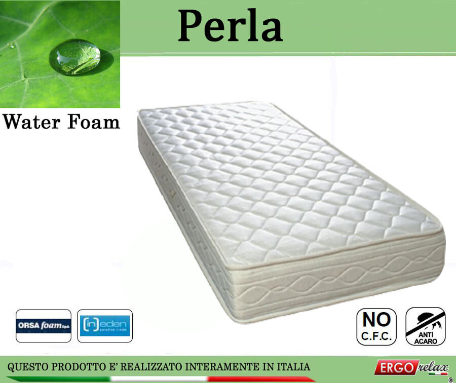 ErgoRelax Materasso Espanso Mod. Perla da Cm. 120x190/195/200 Water Foam No CFC - Ergorelax