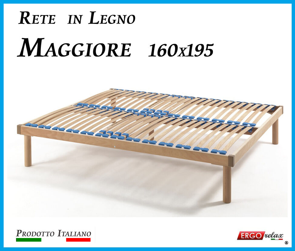 ErgoRelax Rete in Legno Maggiore con 26 Doghe di Faggio e Regolatori Rigidità 160x195