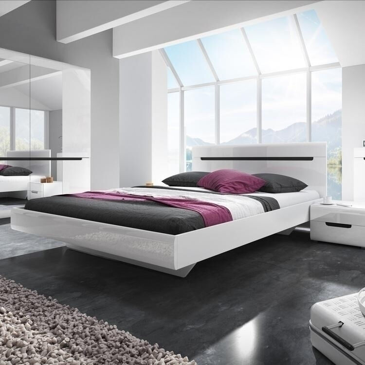 garneroarredamenti Letto 160x200cm matrimoniale bianco lucido Dubai Gihome®