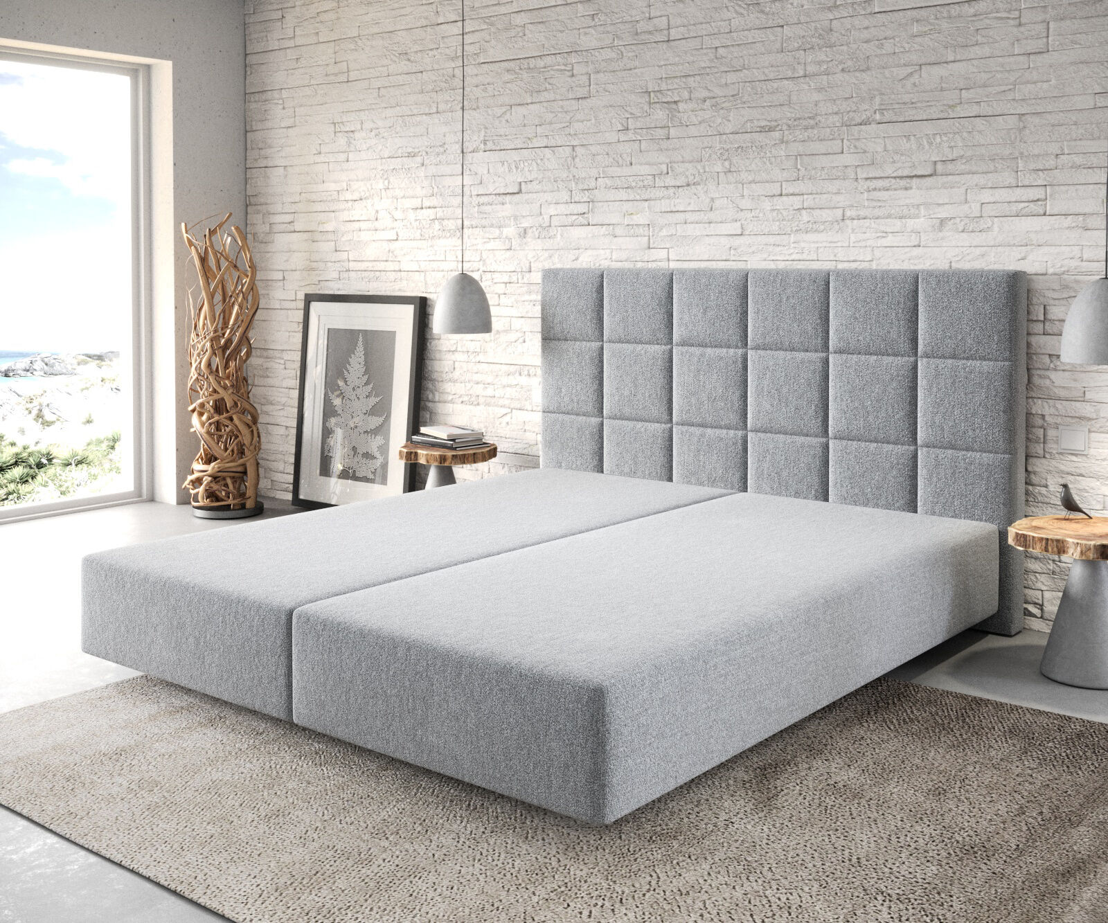 DELIFE Boxspring-frame Dream-Fine 180x200 microvezel Granitgrijs