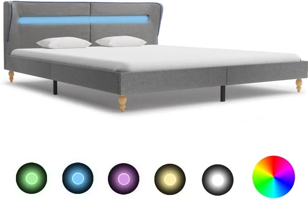 vidaXL Bedframe met LED stof lichtgrijs 180x200 cm