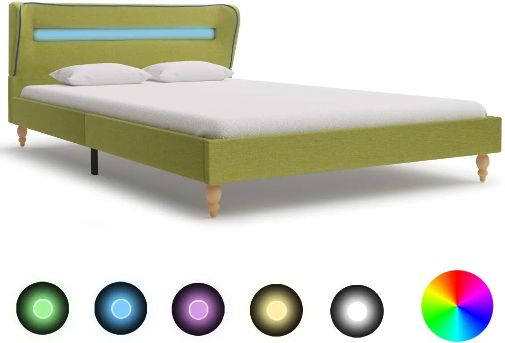 vidaXL Bedframe met LED stof groen 120x200 cm