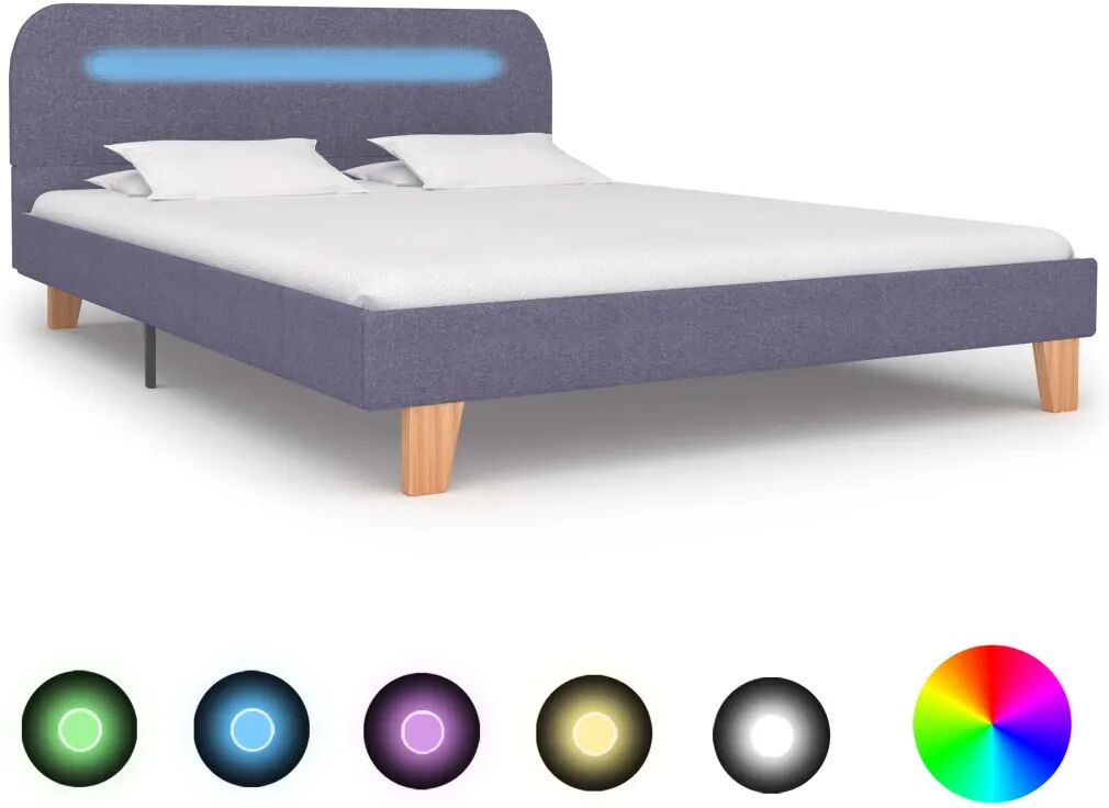 vidaXL Bedframe met LED stof lichtgrijs 140x200 cm