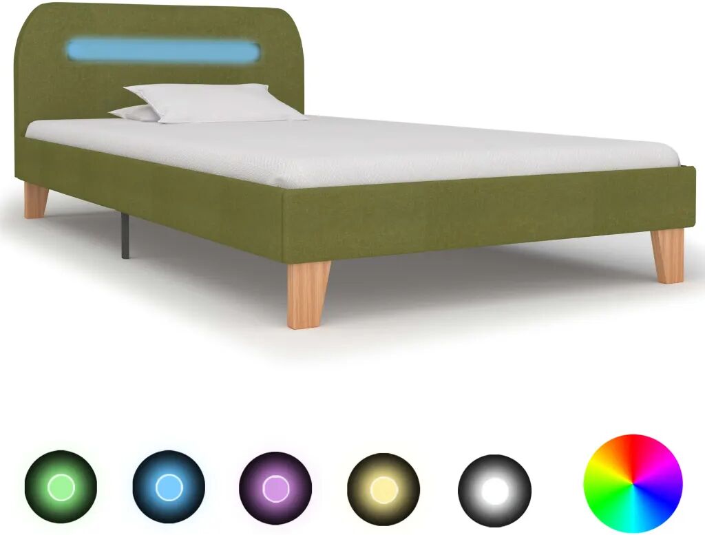 vidaXL Bedframe met LED stof groen 90x200 cm