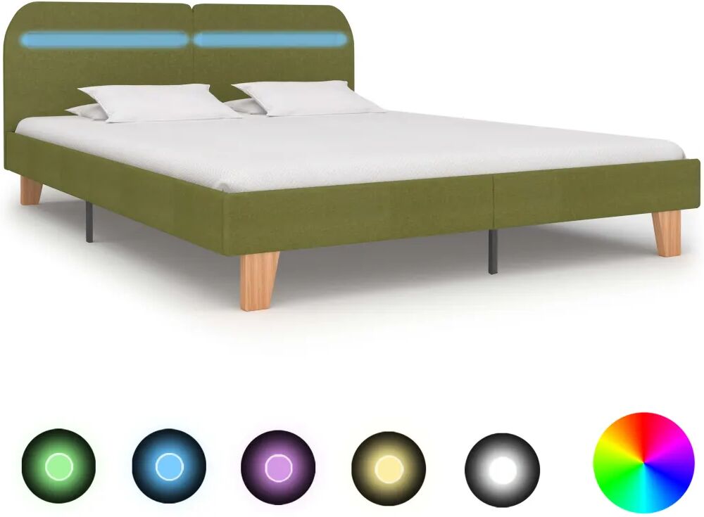 vidaXL Bedframe met LED stof groen 180x200 cm