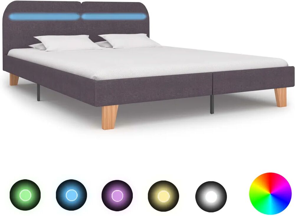 vidaXL Bedframe met LED stof taupe 160x200 cm