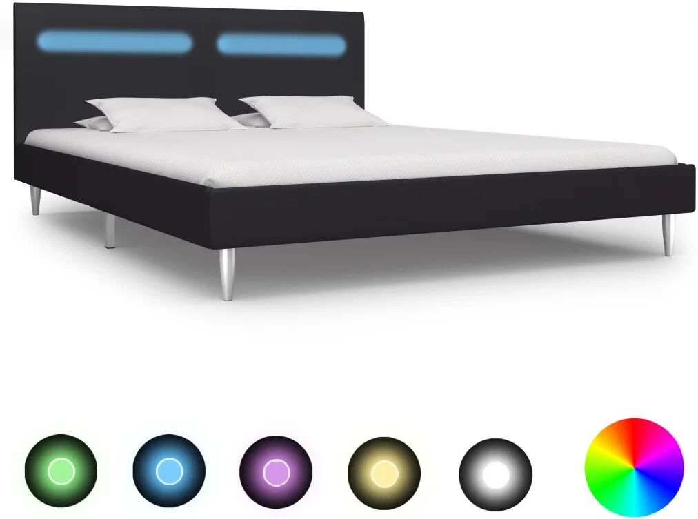 vidaXL Bedframe met LED stof zwart 160x200 cm