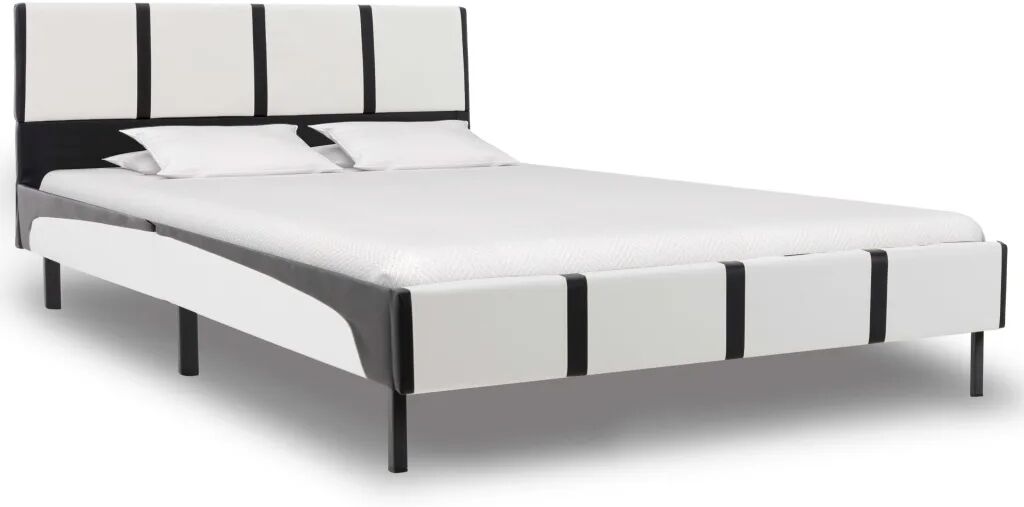 vidaXL Bedframe kunstleer wit en zwart 140x200 cm