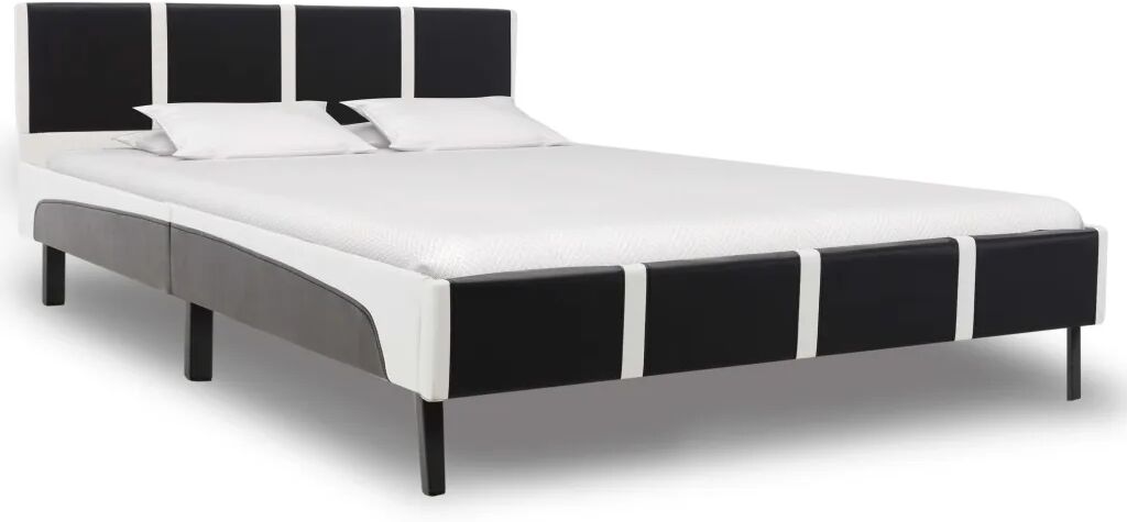 vidaXL Bedframe kunstleer zwart en wit 120x200 cm