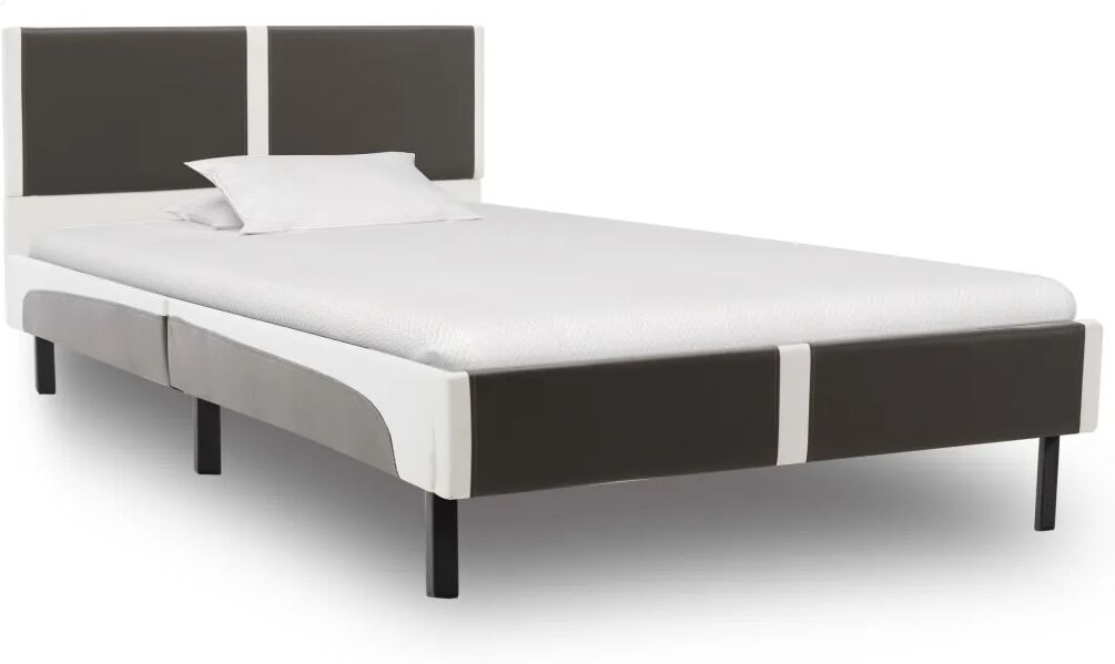 vidaXL Bedframe kunstleer grijs en wit 90x200 cm