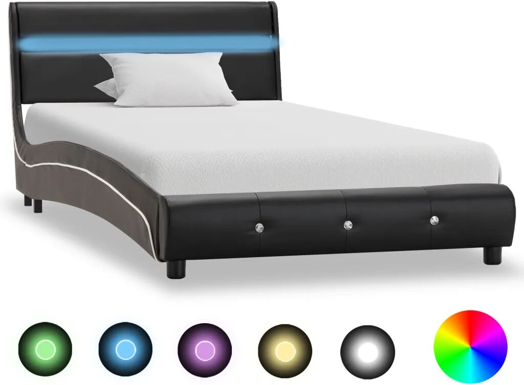 vidaXL Bedframe met LED kunstleer zwart 90x200 cm