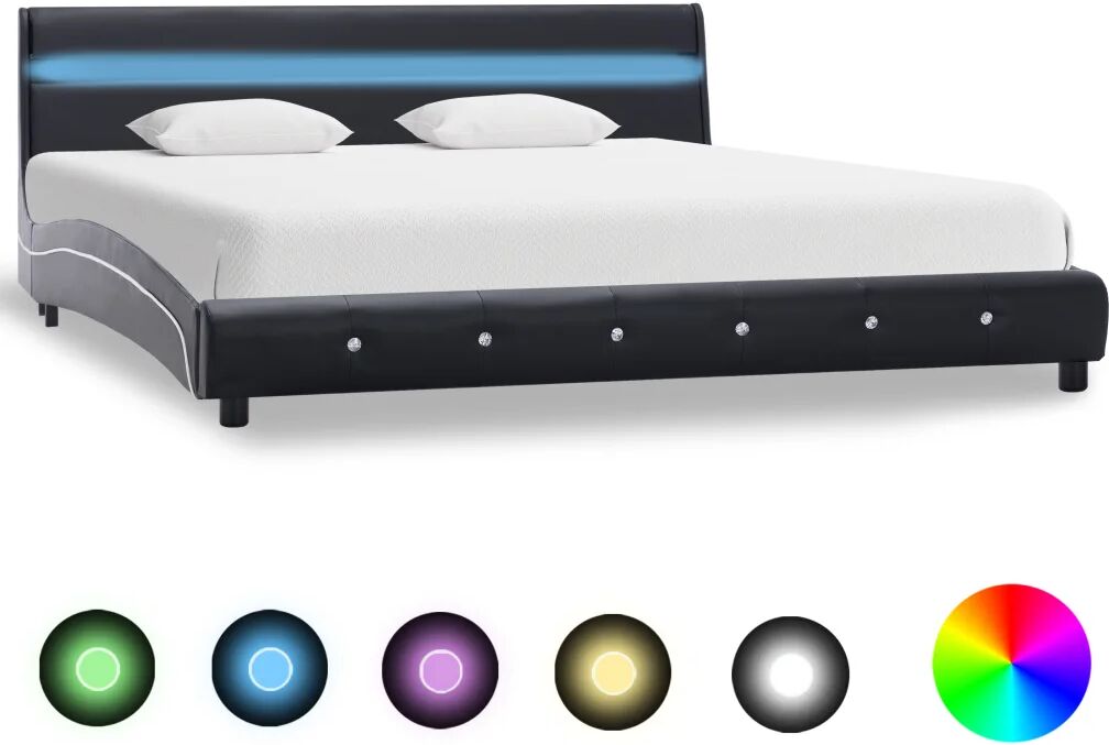 vidaXL Bedframe met LED kunstleer zwart 180x200 cm