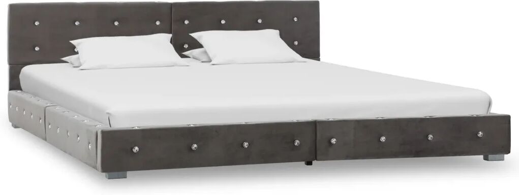 vidaXL Bedframe fluweel grijs 160x200 cm