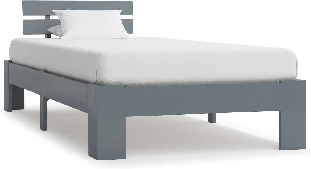 vidaXL Bedframe massief grenenhout grijs 100x200 cm