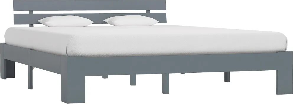 vidaXL Bedframe massief grenenhout grijs 180x200 cm