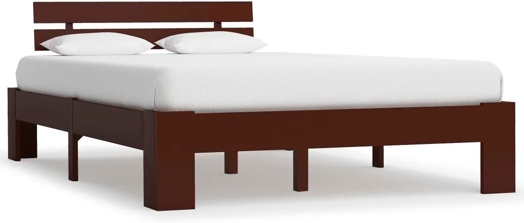 vidaXL Bedframe massief grenenhout donkerbruin 140x200 cm