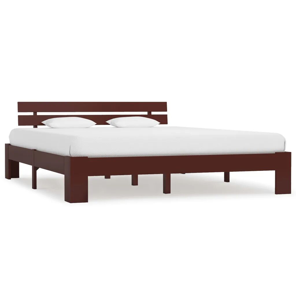 vidaXL Bedframe massief grenenhout donkerbruin 160x200 cm